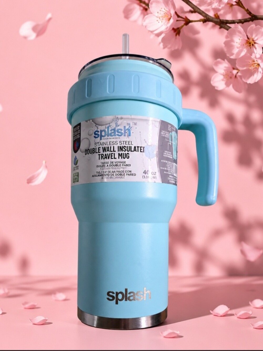 Splash Double Wall Insulated Stainless Steel Bottle Mug (40 oz) - Teal